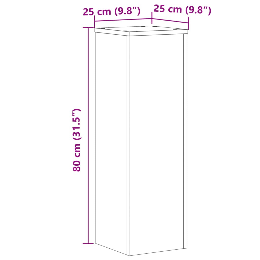 Plantenstandaards 2 St 25X25X80 Cm Bewerkt Hout Wit