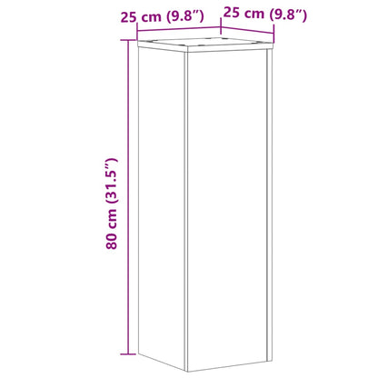 Plantenstandaards 2 St 25X25X80 Cm Bewerkt Hout Wit
