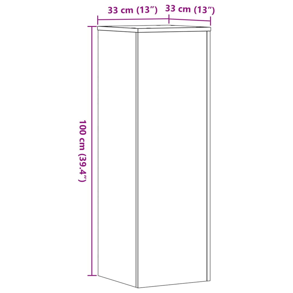 Plantenstandaard 33X33X100 Cm Bewerkt Hout Artisanaal