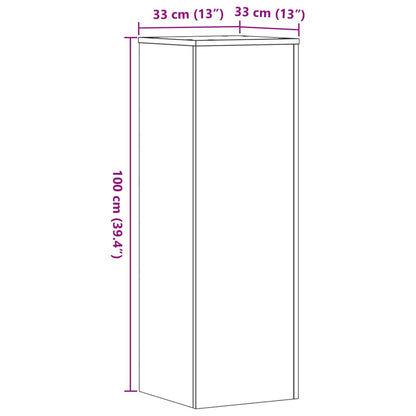 Plantenstandaard 33X33X100 Cm Bewerkt Hout Artisanaal