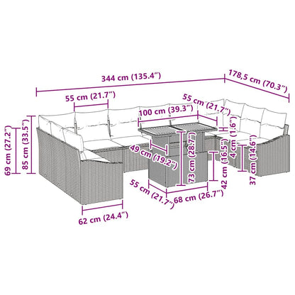 Tuin Eetset Met Kussen 11 Pcs
