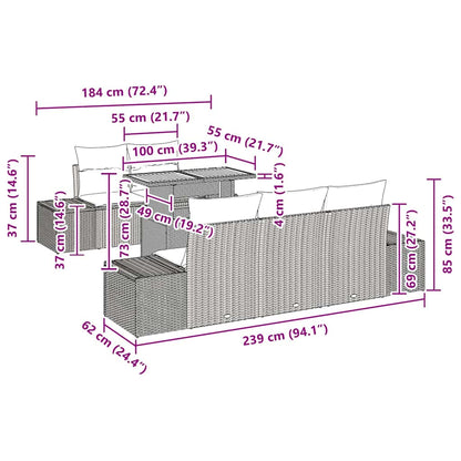Tuin Eetset Met Kussen 6 Pcs