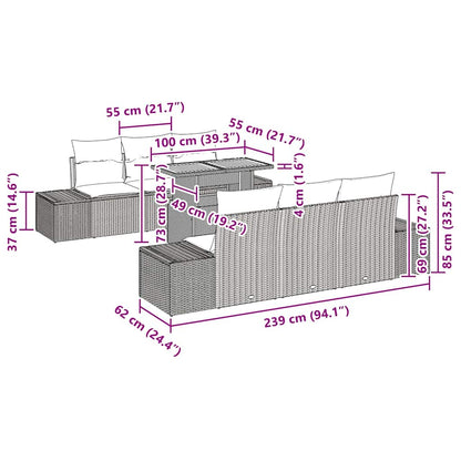 Tuin Eetset Met Kussen 7 Pcs