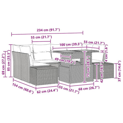 Tuin Eetset Met Kussen 7 Pcs