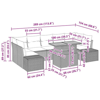 Tuin Eetset Met Kussen 8 Pcs