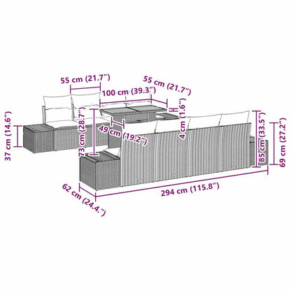 Tuin Eetset Met Kussen 9 Pcs