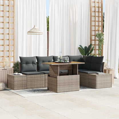 Tuin Eetset Met Kussen 6 Pcs En Bruin