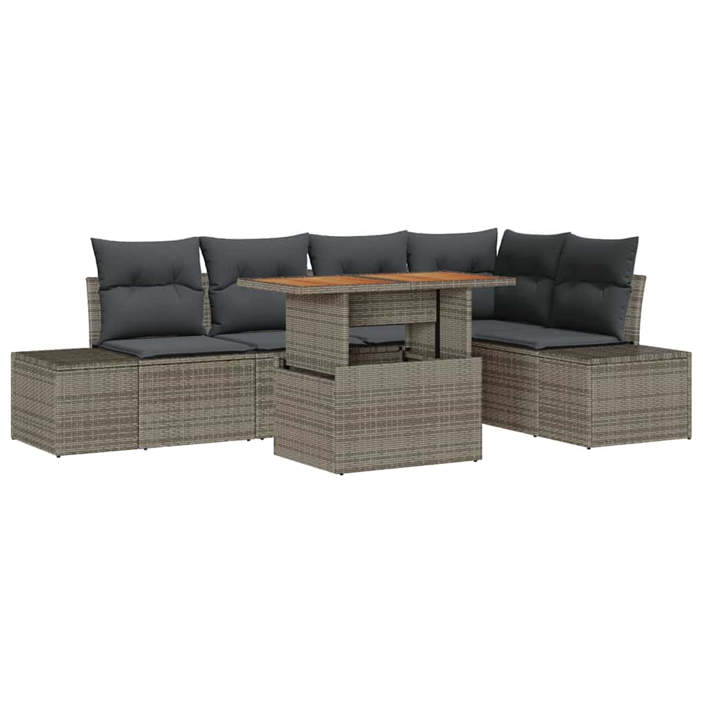 Tuin Eetset Met Kussen 6 Pcs En Bruin