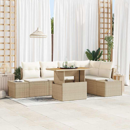 Tuin Eetset Met Kussen 6 Pcs En Bruin