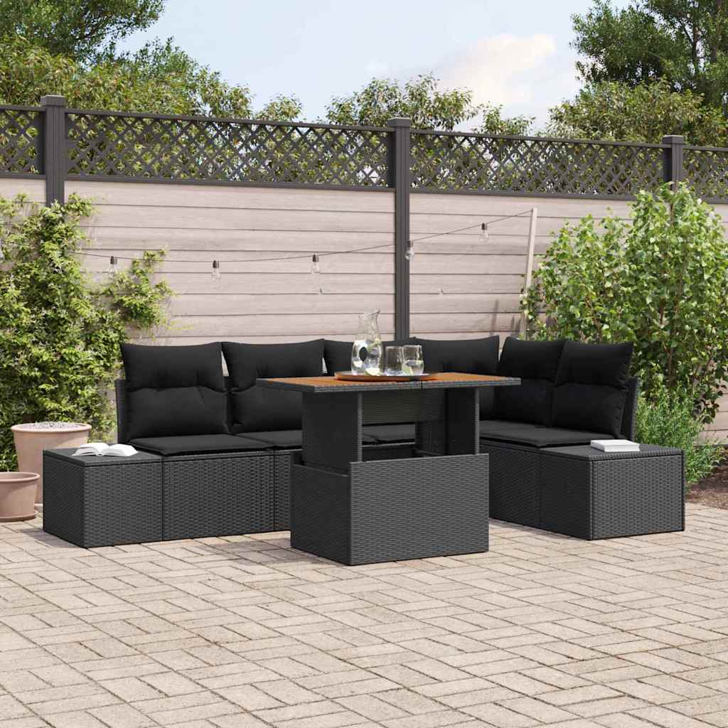 Tuin Eetset Met Kussen 6 Pcs En Bruin