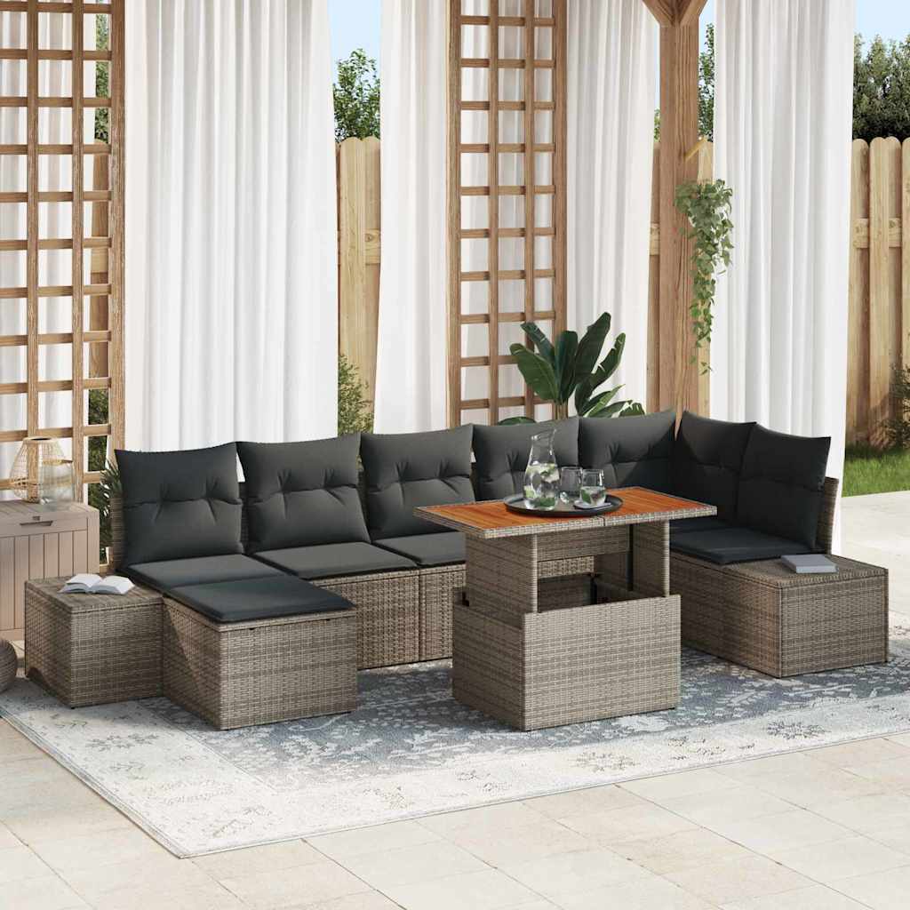 Tuin Sofa Set Met Kussen 8 Pcs En Bruin
