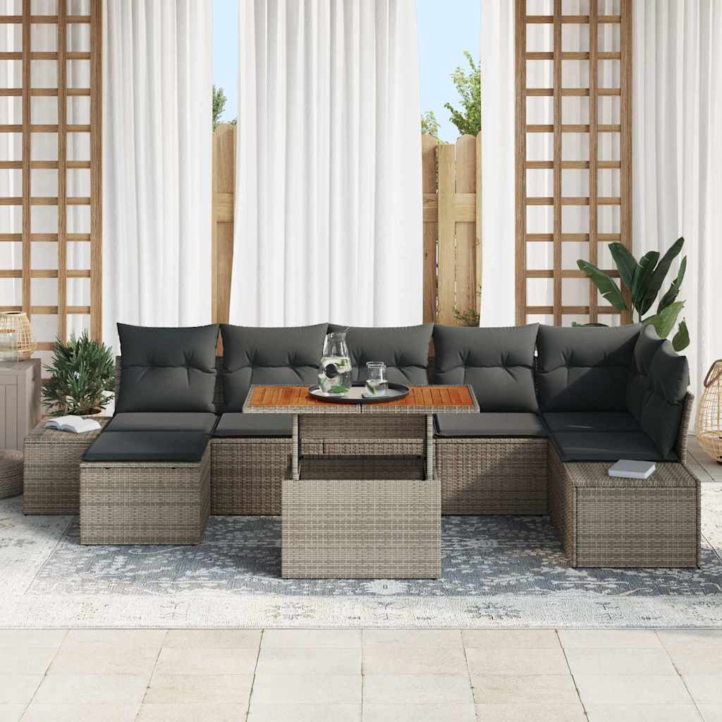 Tuin Sofa Set Met Kussen 8 Pcs En Bruin