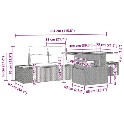 Tuin Eetset Met Kussen 5 Pcs En Beige