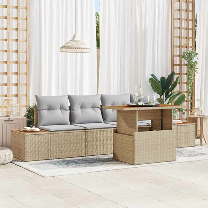 Tuin Eetset Met Kussen 5 Pcs En Beige
