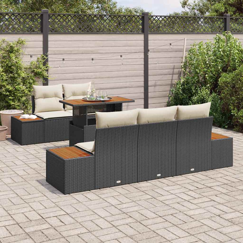 Tuin Eetset Met Kussen 6 Pcs En Beige