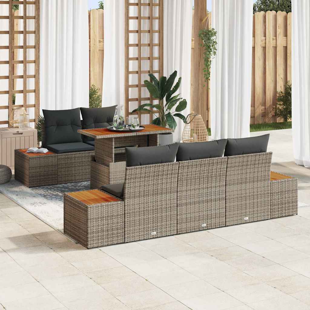 Tuin Eetset Met Kussen 6 Pcs En Beige