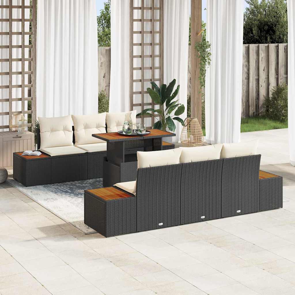 Tuin Eetset Met Kussen 7 Pcs En Beige