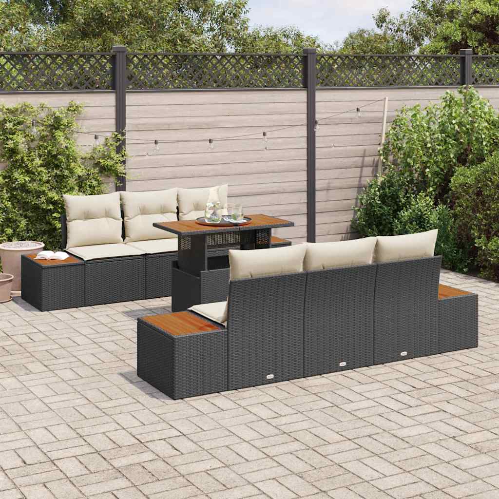 Tuin Eetset Met Kussen 7 Pcs En Beige
