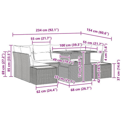 Tuin Eetset Met Kussen 9 Pcs En Beige