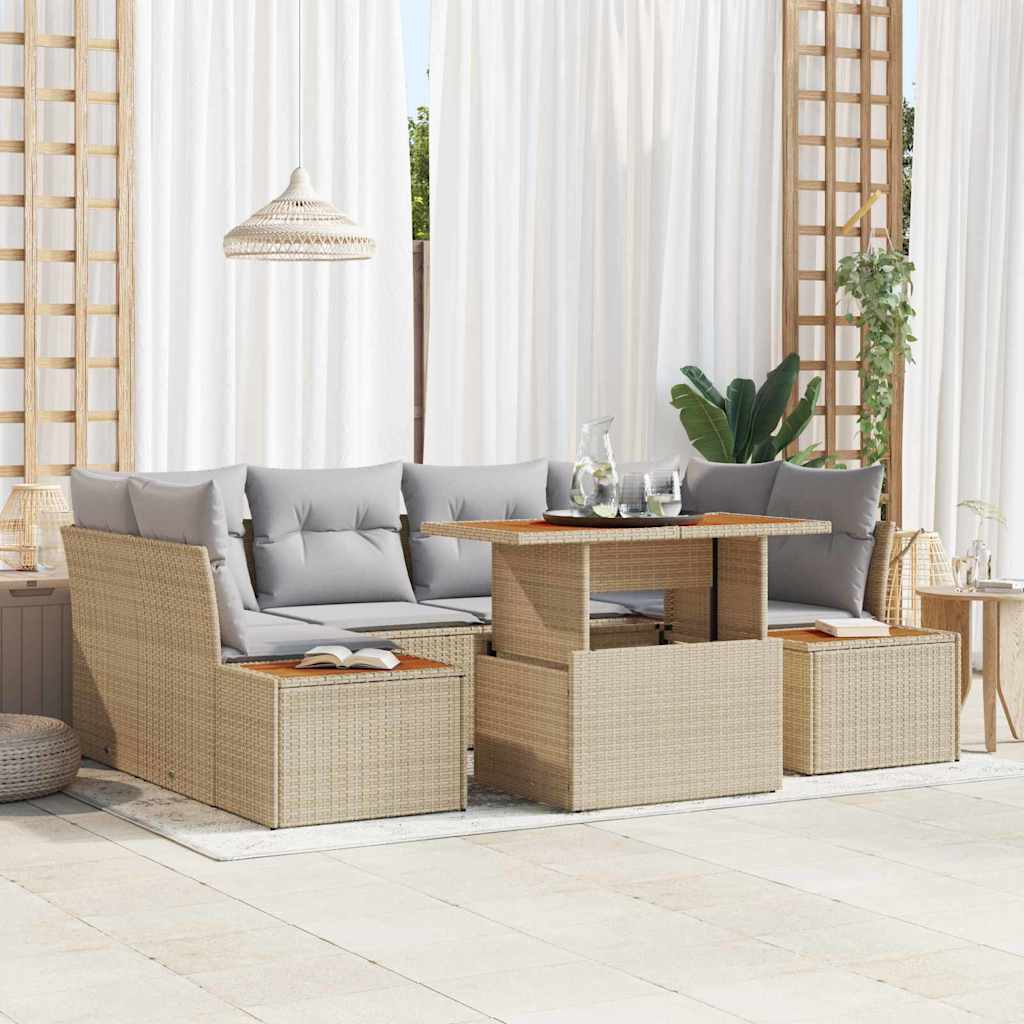 Tuin Eetset Met Kussen 9 Pcs En Beige