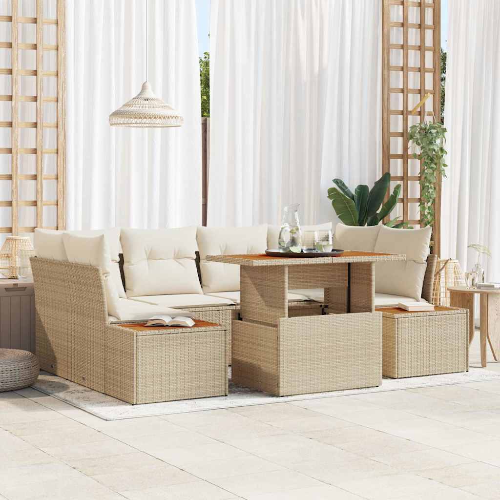 Tuin Eetset Met Kussen 9 Pcs En Beige