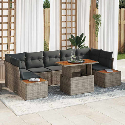 Tuin Eetset Met Kussen 8 Pcs En Beige