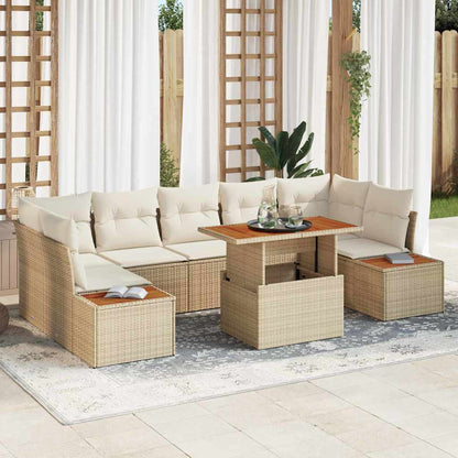 Tuin Eetset Met Kussen 8 Pcs En Beige