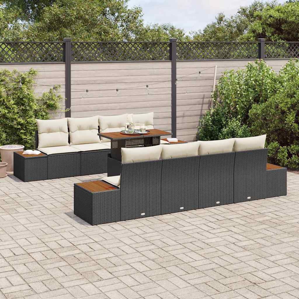 Tuin Eetset Met Kussen 9 Pcs En Beige