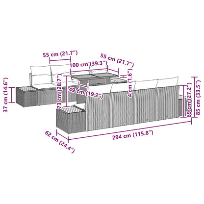 Tuin Eetset Met Kussen 9 Pcs En Beige