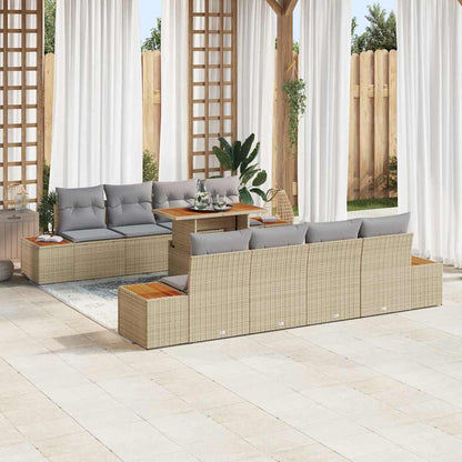 Tuin Eetset Met Kussen 9 Pcs En Beige