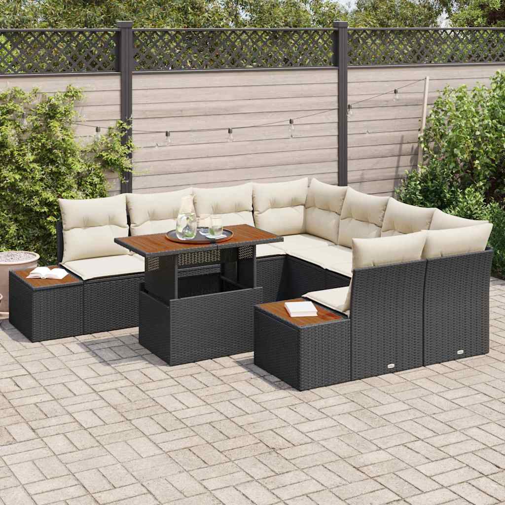 Tuin Eetset Met Kussen 9 Pcs En Beige