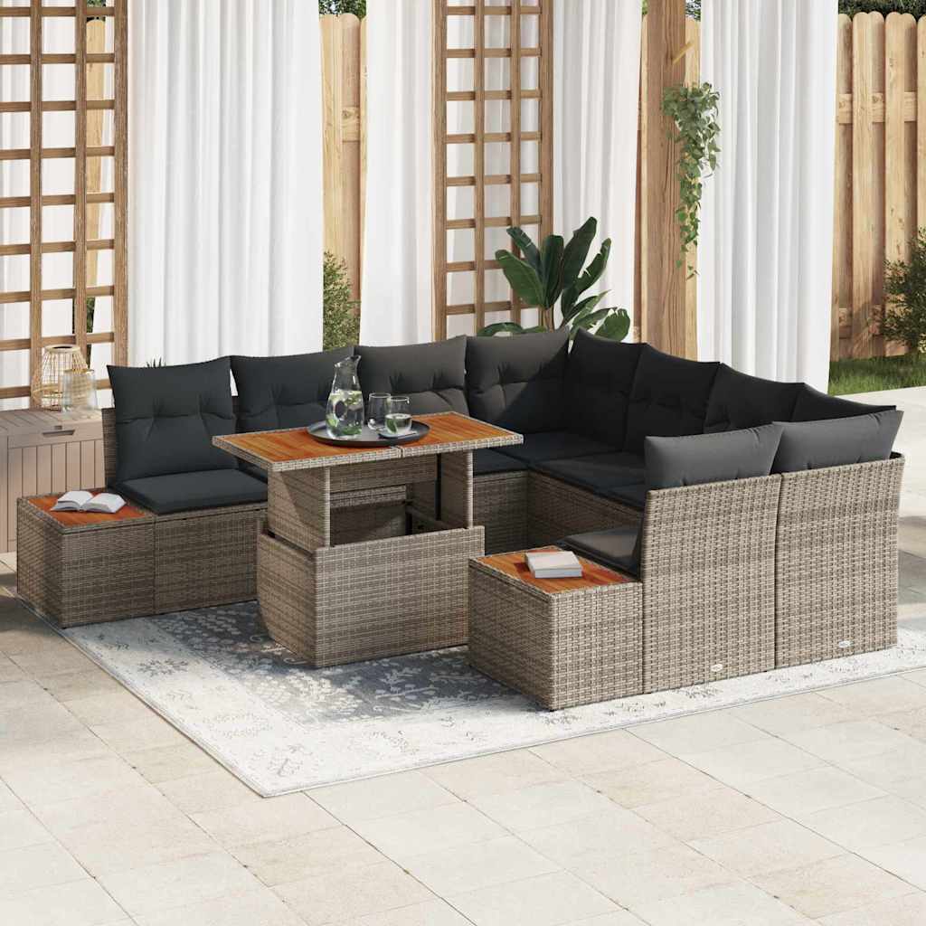 Tuin Eetset Met Kussen 9 Pcs En Beige