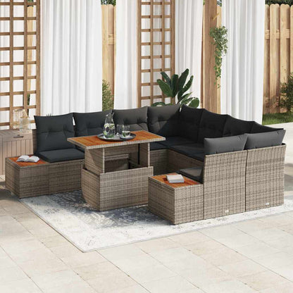 Tuin Eetset Met Kussen 9 Pcs En Beige