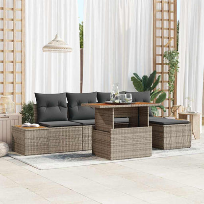 Tuin Eetset Met Kussen 6 Pcs En Beige