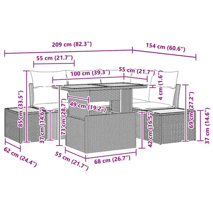 Tuin Eetset Met Kussen 5 Pcs En Beige