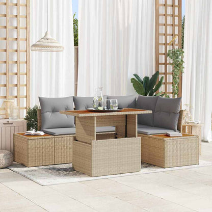 Tuin Eetset Met Kussen 5 Pcs En Beige