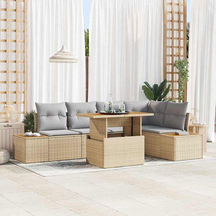 Tuinbankenset 6 St Beige Poly Rattan