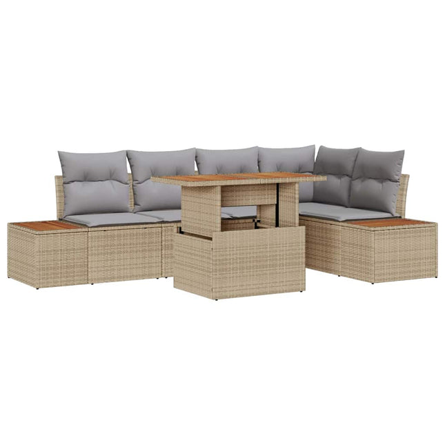 Tuinbankenset 6 St Beige Poly Rattan