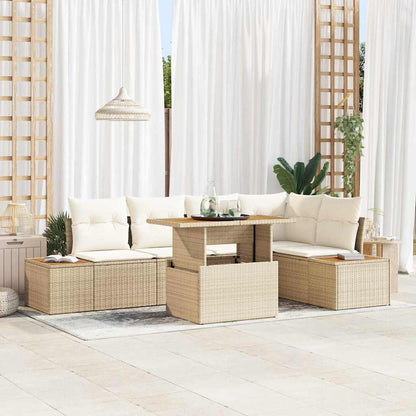Tuin Eetset Met Kussen 6 Pcs En Beige