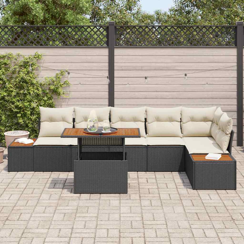 Tuin Eetset Met Kussen 7 Pcs En Beige