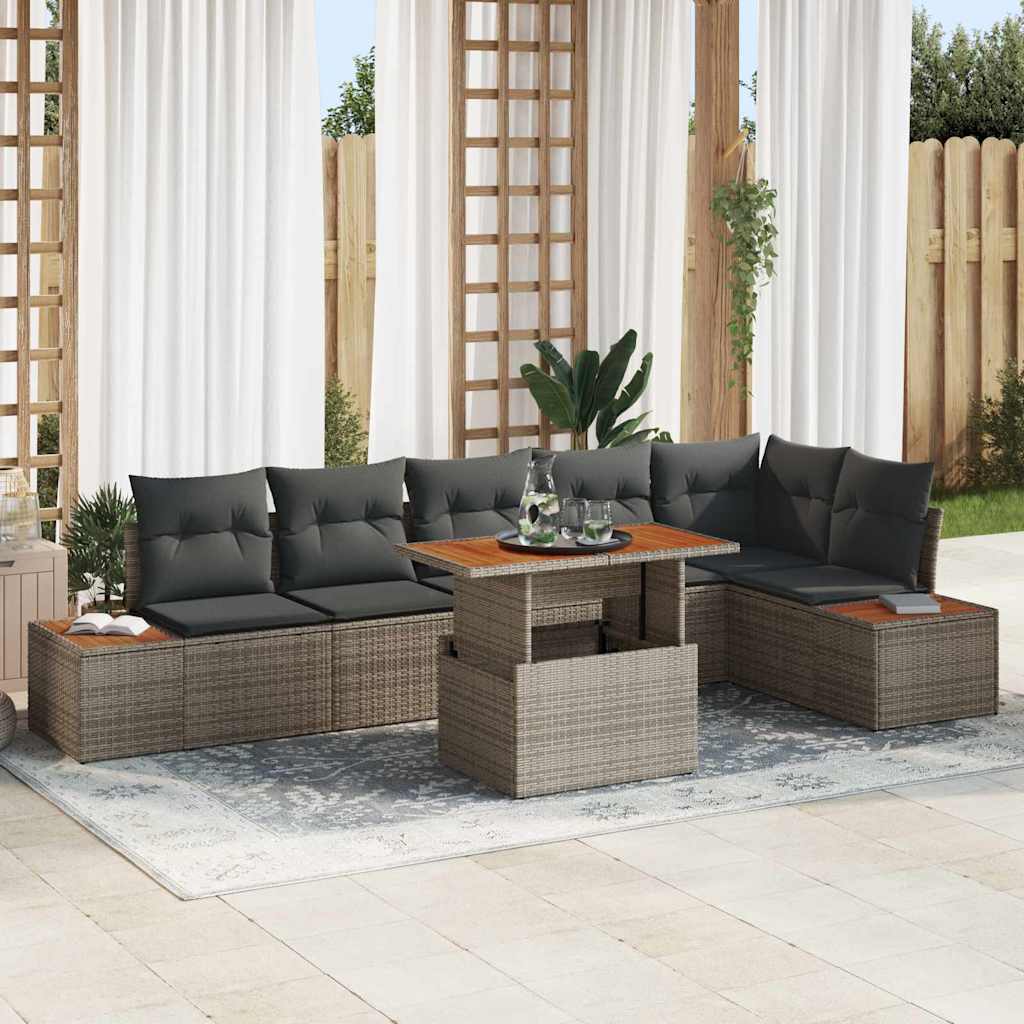 Tuin Eetset Met Kussen 7 Pcs En Beige
