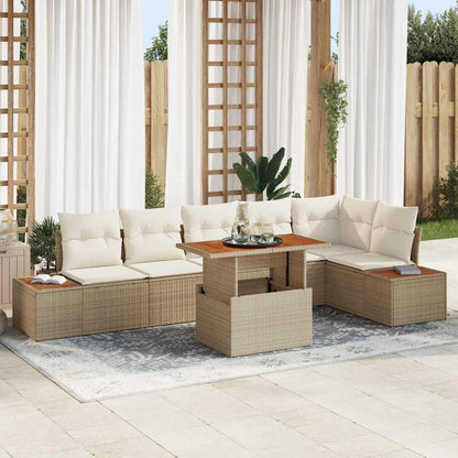 Tuin Eetset Met Kussen 7 Pcs En Beige