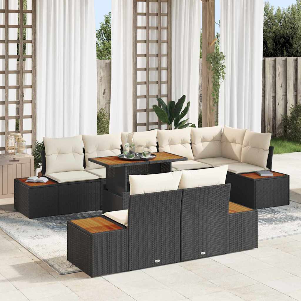 Tuin Eetset Met Kussen 9 Pcs En Beige