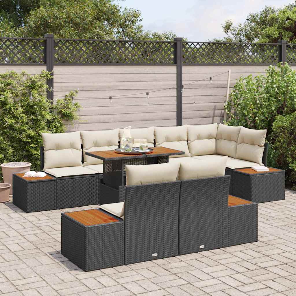 Tuin Eetset Met Kussen 9 Pcs En Beige