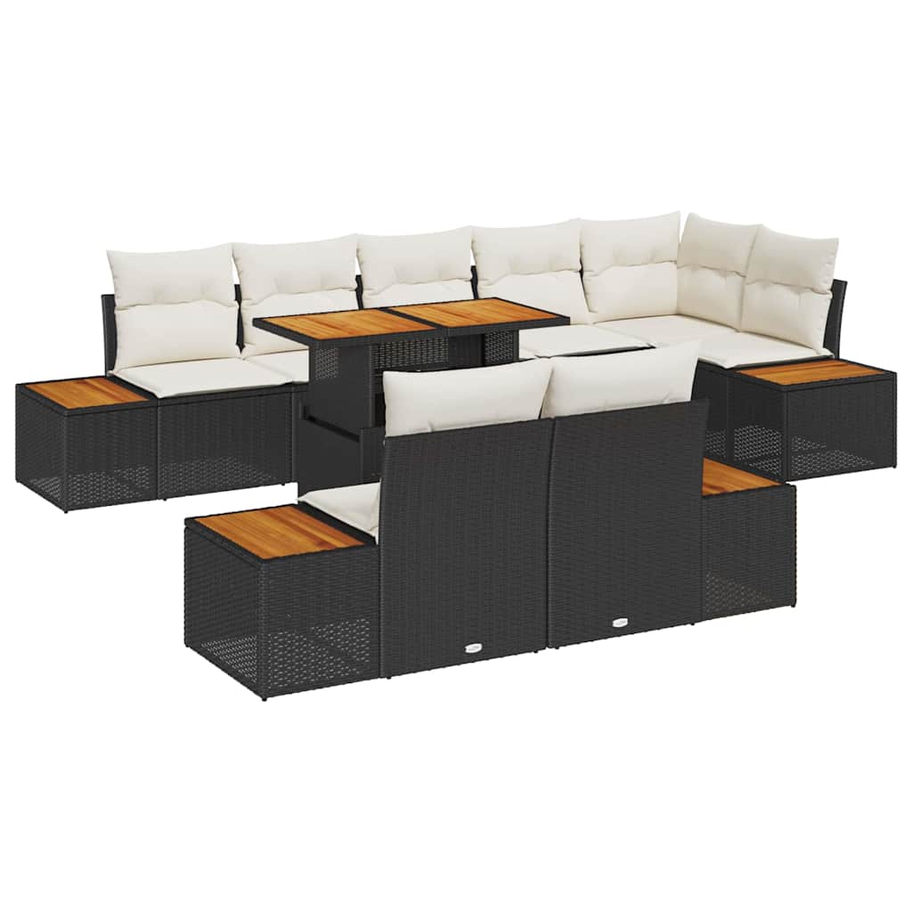 Tuin Eetset Met Kussen 9 Pcs En Beige