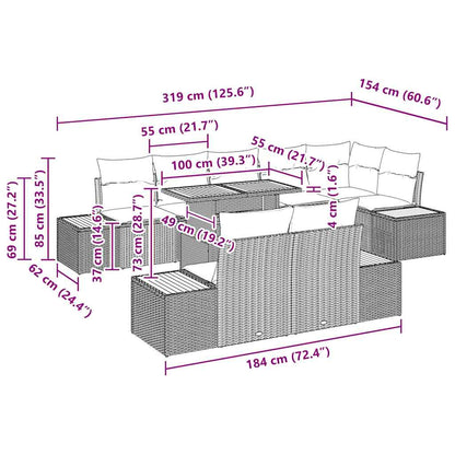 Tuin Eetset Met Kussen 9 Pcs En Beige