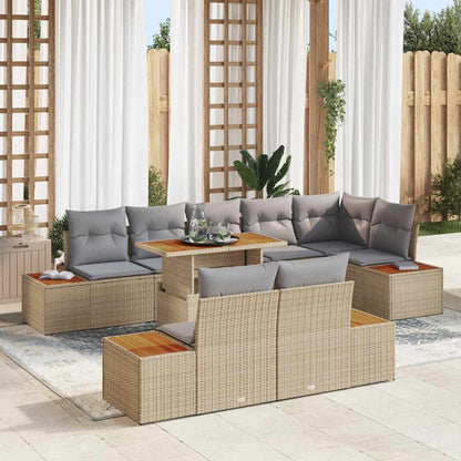 Tuin Eetset Met Kussen 9 Pcs En Beige