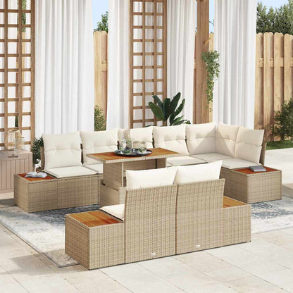 Tuin Eetset Met Kussen 9 Pcs En Beige