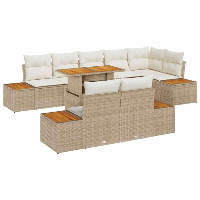 Tuin Eetset Met Kussen 9 Pcs En Crème
