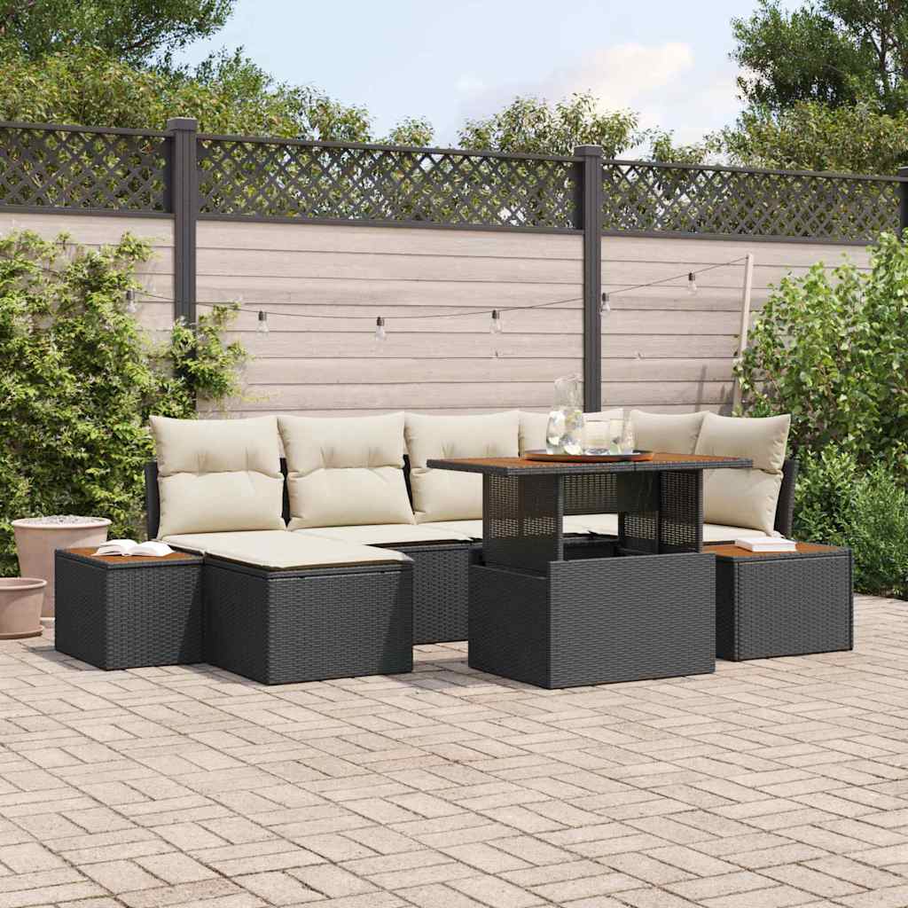 Tuin Eetset Met Kussen 7 Pcs En Beige